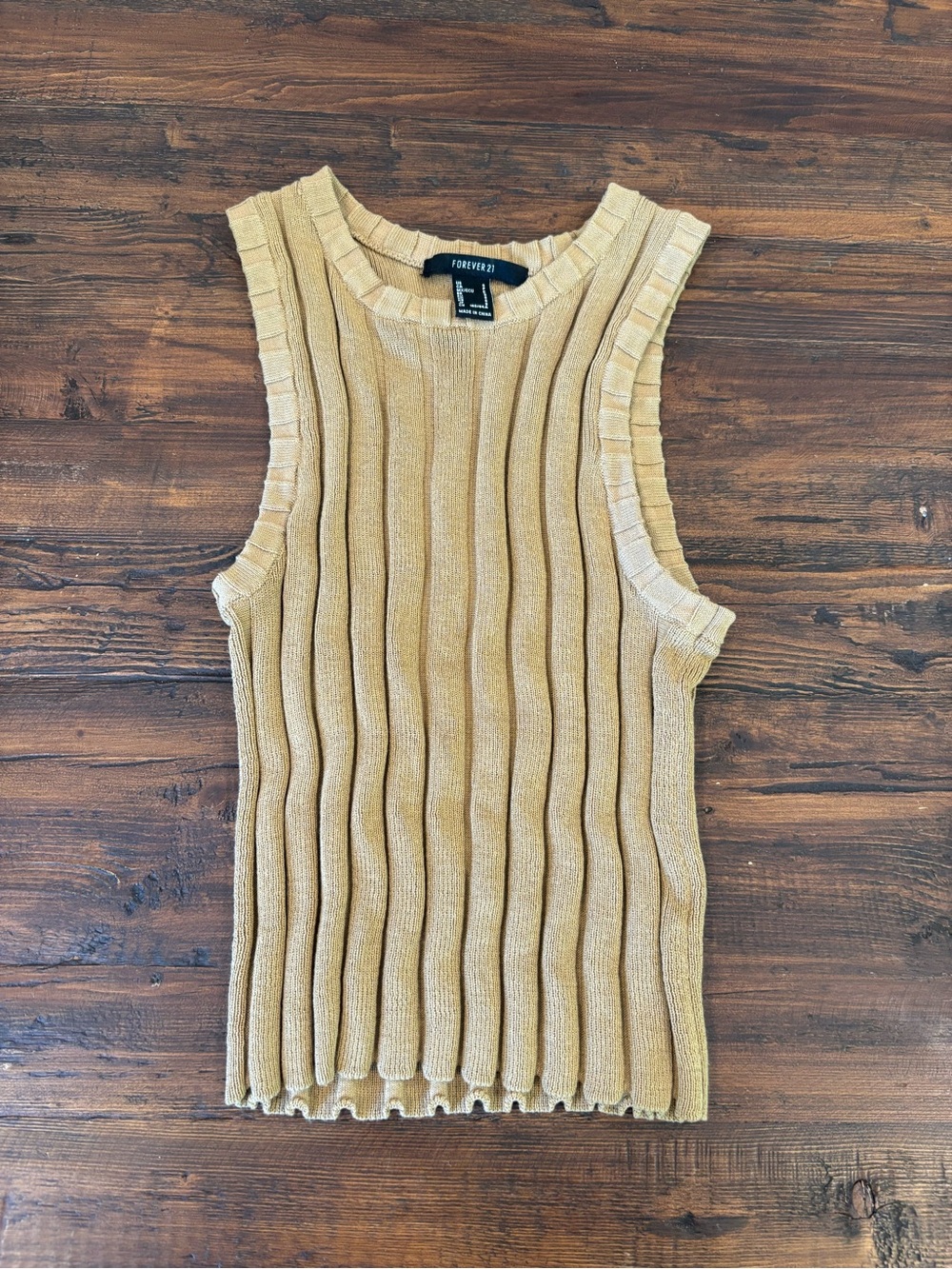 FOREVER 21, Women's Ribbed Tan Knit Tank Top, Size Small